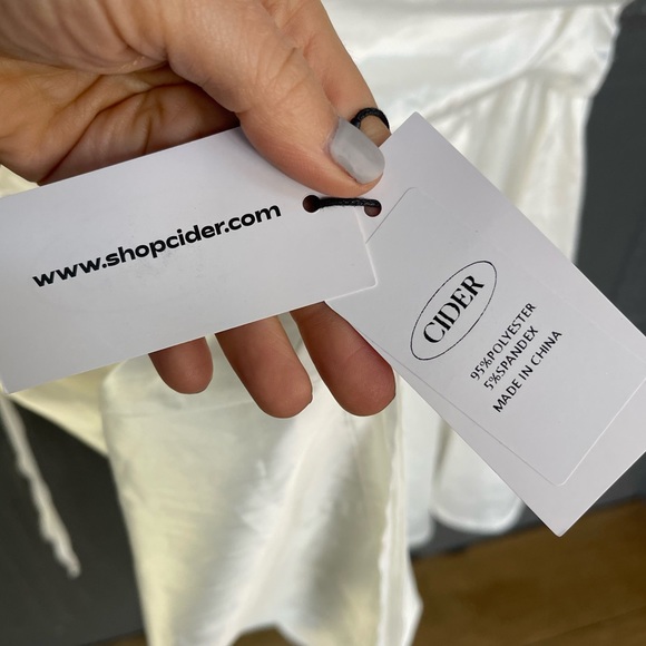 Cider White Satin Ruched Mini Dress - Picture 8 of 13